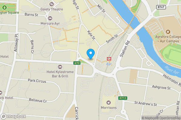 Map location for 47 Burns Statue Square, The Coconut Bunch, Ayr, KA7 1SZ