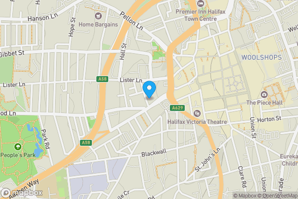 Map location for Flat 2, 4 Lord Street, Halifax, West Yorkshire, HX1 5AE