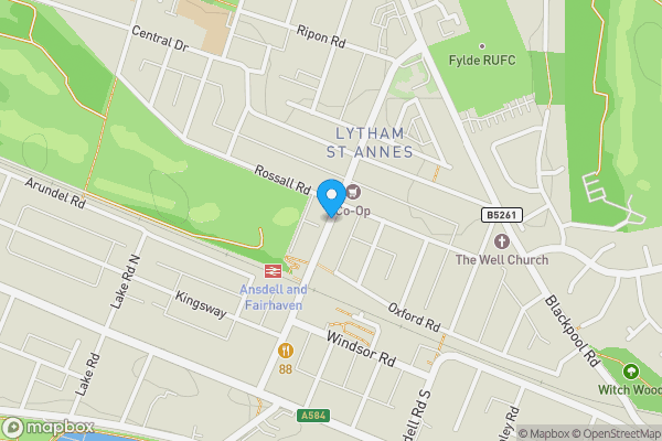 Map location for Woodlands Road, Lytham St. Annes, Lancashire, FY8 4EA