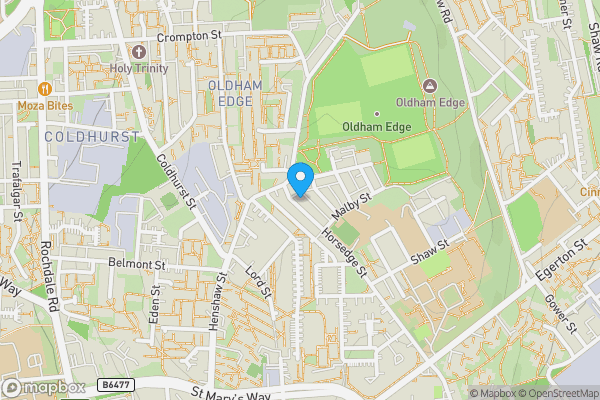Map location for 220 Horsedge Street, Oldham, Lancashire, OL1 3DP