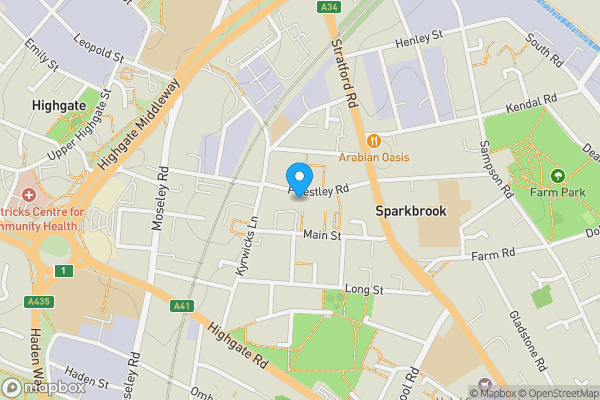 Map location for 25a Priestly Road, Sparkbrook, Birmingham, B11 1RW