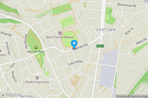 Map location for Methodist Church, Spaines Road, Fartown, Huddersfield, HD2 2QD