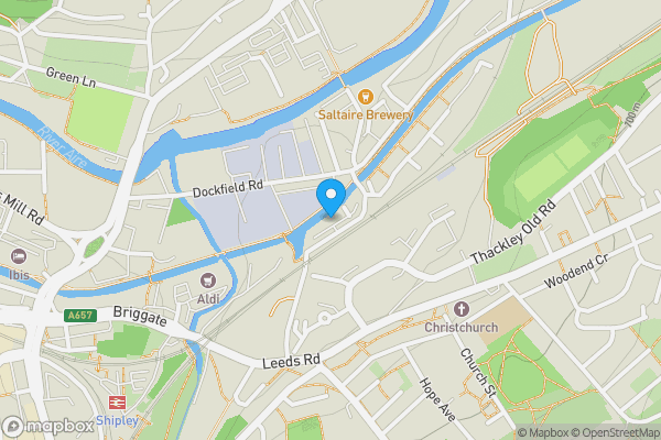 Map location for Flat 43 Amber Wharf, Dock Lane, Shipley, West Yorkshire BD17 7BX