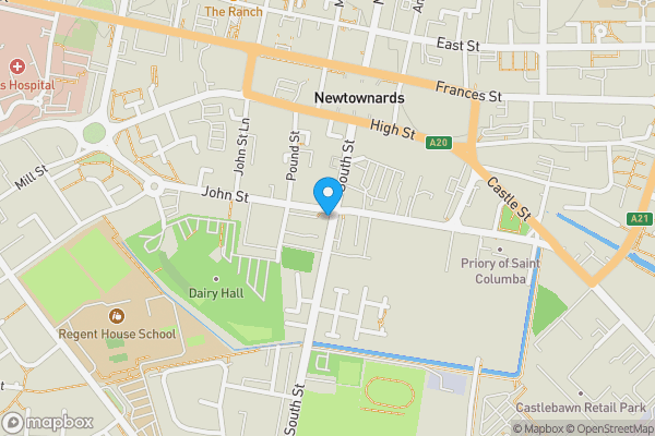 Map location for 53, South Street, Newtownards, County Down, BT23 4JU