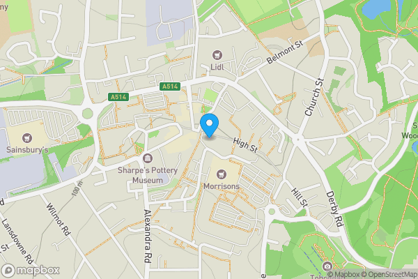 Map location for 12 High Street, Swadlincote DE11 8HY