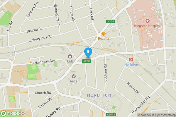 Map location for Flat 1, Lapidge House, 5, Coombe Road, KINGSTON UPON THAMES, Surrey, KT2 7AB