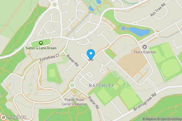 Map location for Foxlydiate Crescent, Redditch, Worcestershire, B97 6NA