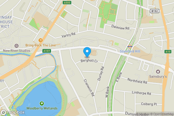 Map location for Flat 26A Bergholt Crescent, Stamford Hill, London, N16 5JE