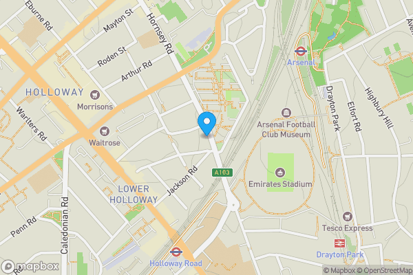 Map location for 61(B) Hornsey Road, Holloway, N7 6DG