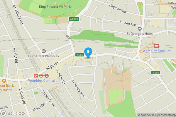 Map location for 377A High Road, Wembley, Middlesex, HA9 7DT