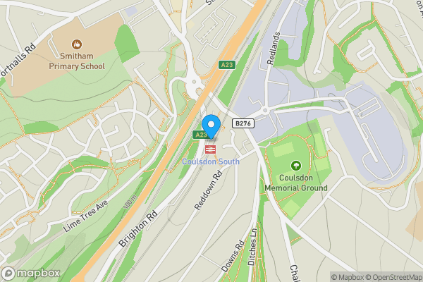 Map location for Land adjacent to Coulsdon South Railway Station, Brighton Road, Coulsdon, Surrey, CR5 3EA