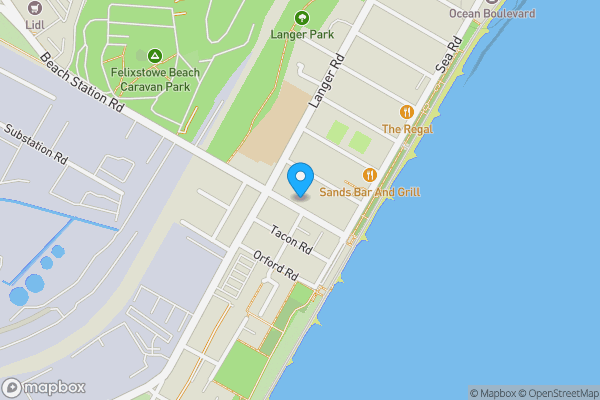 Map location for 8A Beach Station Road, Felixstowe, Suffolk, IP11 2DR