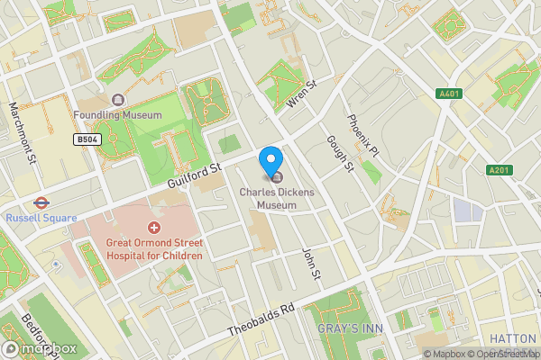Map location for 37 Doughty Street, Bloomsbury, London WC1N 2AA