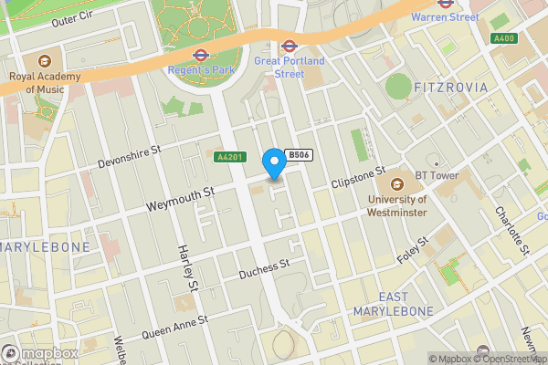 Map location for Stone House, 9 Weymouth Street, Marylebone, London, W1W 6DB