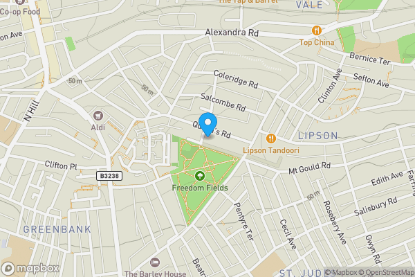 Map location for Flat 2, 10 Queens Gate, Lipson, Plymouth PL4 7PW