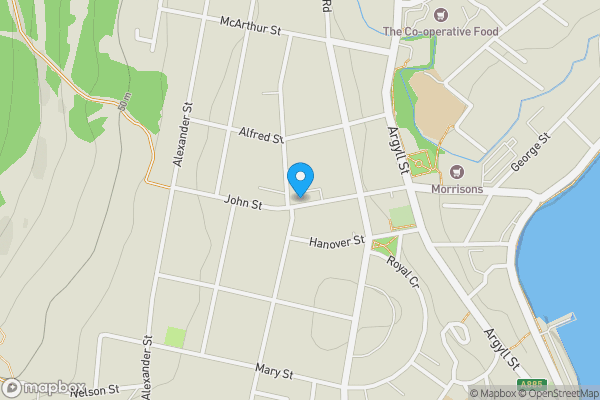 Map location for 134 John Street, Dunoon, Argyll PA23 7BN