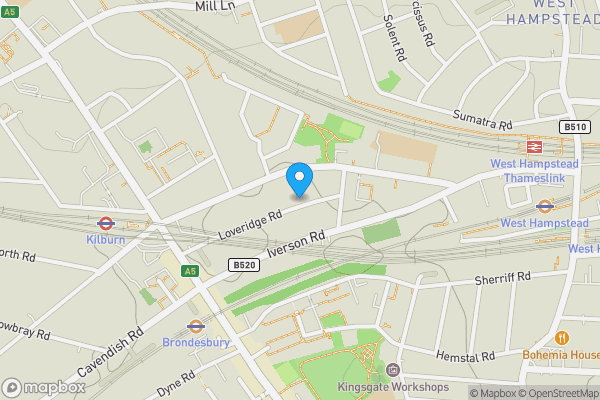 Map location for Flat C, 26, Loveridge Road, London, NW6 2DT