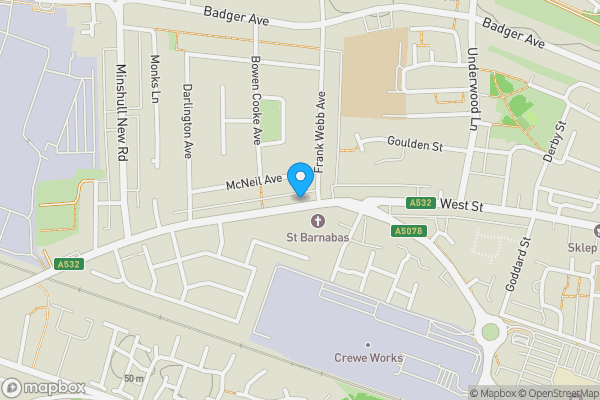 Map location for 349 West Street, Crewe, CW1 3HY