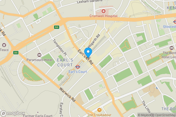 Map location for Earls Court Road, London, SW5