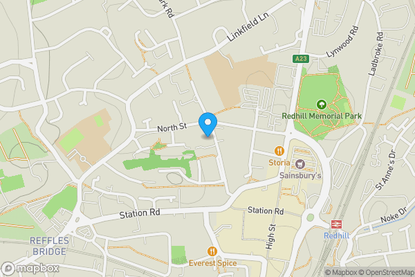 Map location for Flat 12 Jefferson Court, Redhill, Surrey, RH1 1NQ