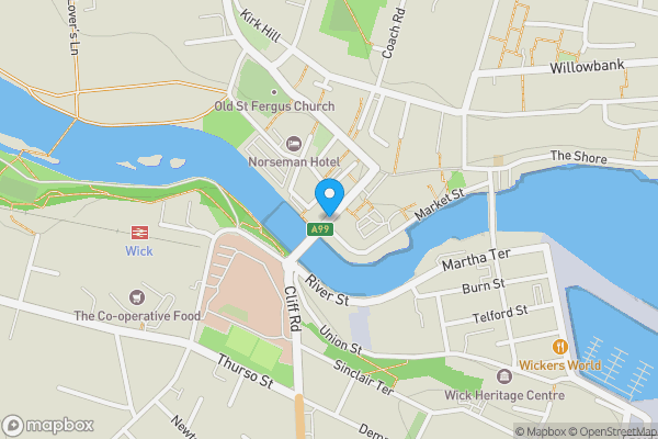 Map location for Former Church Bridge Street, Wick, Caithness, KW1  4NG