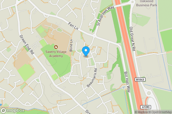 Map location for 10 Beaumaris Road, Sawtry, Huntingdon, Cambridgeshire PE28 5SF