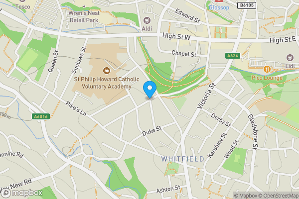 Map location for Princess Street, GLOSSOP, Derbyshire, SK13 8DS