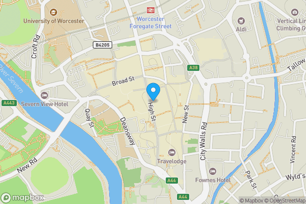 Map location for 46 High Street, Worcester, Worcestershire, WR1 2QB