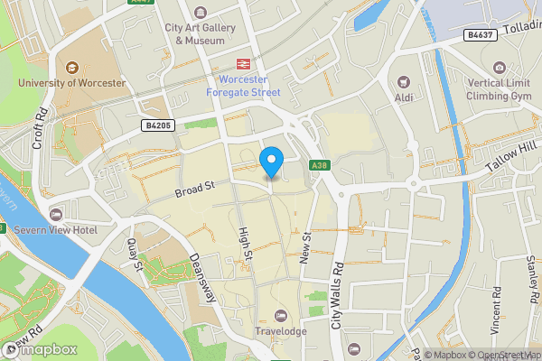 Map location for Trinity Street, Worcester, Worcestershire, WR1 2PW