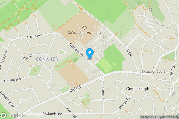 Map location for Flat 1, 35, Gardens Lane, Conisbrough, Doncaster, South Yorkshire, DN12 3JX