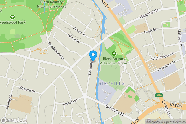 Map location for 110, Dalkeith Street, WALSALL, West Midlands, WS2 8QB