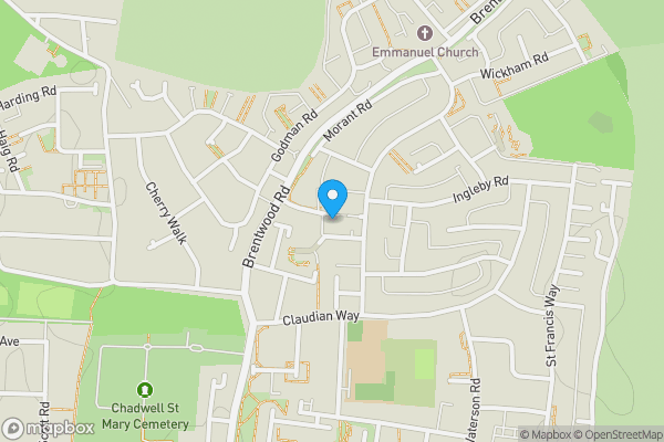 Map location for 1-8,10,12,14,16 & 17 Defoe Parade, Chadwell St Mary, RM16 4QR