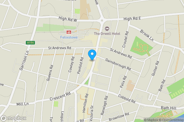 Map location for Residential Development to the rear 137 to 141 Hamilton Road, Felixstowe, Suffolk, IP11 7BL