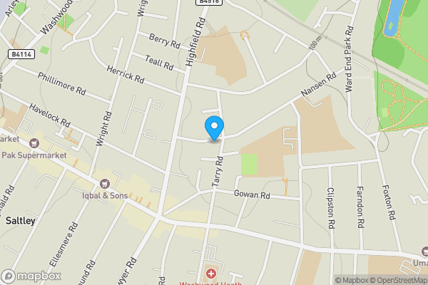 Map location for 27 Nansen Road, Saltley, Birmingham, West Midlands, B8 3LD