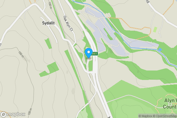 Map location for Oak Alyn Hall, Mold Road, Cefn-y-Bedd, Gwersylit, Wrexham LL12 9US