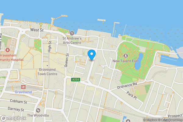 Map location for Flat 1, 7 Harmer Street, Gravesend, DA12 2AP