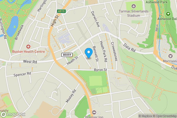 Map location for Four Flats and Freehold Grinford House, Buxton, Derbyshire, SK17 6LP