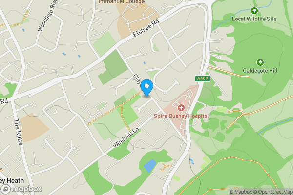 Map location for 42 Clay Lane, Bushey Heath, Hertfordshire, WD23 1NW