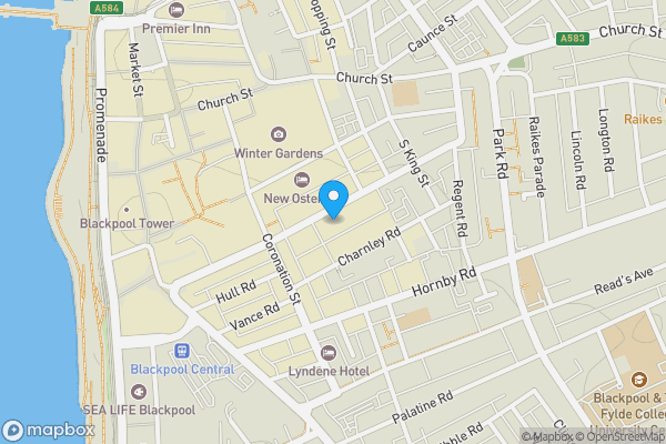 Map location for The New Sunset Hotel, 77-81 Albert Road, Blackpool, Lancashire, FY1 4PW