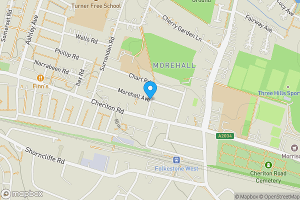 Map location for 38 Morehall Avenue, Folkestone, CT19 4EF