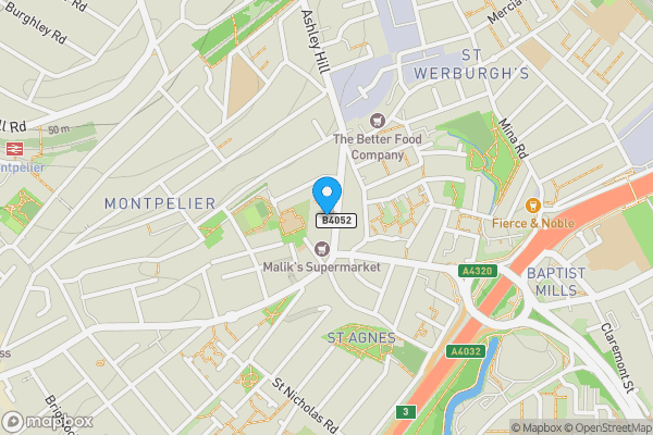 Map location for Flat 1, 27 Sussex Place, St. Werburghs, Bristol BS2 9QN