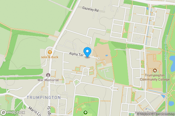 Map location for 72 Alpha Terrace, Trumpington, Cambridgeshire, CB2 9HT