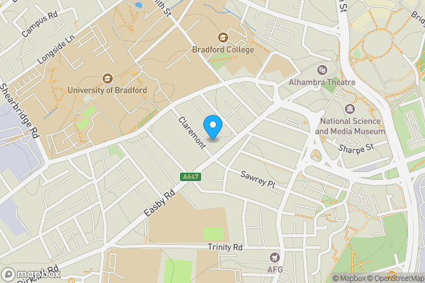 Map location for 19 Claremont, Bradford, BD7 1BG