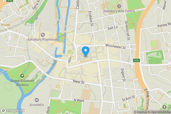 Map location for 12-14 Butcher Row and 6-7 Ox Row Salisbury Wiltshire SP1 1EP