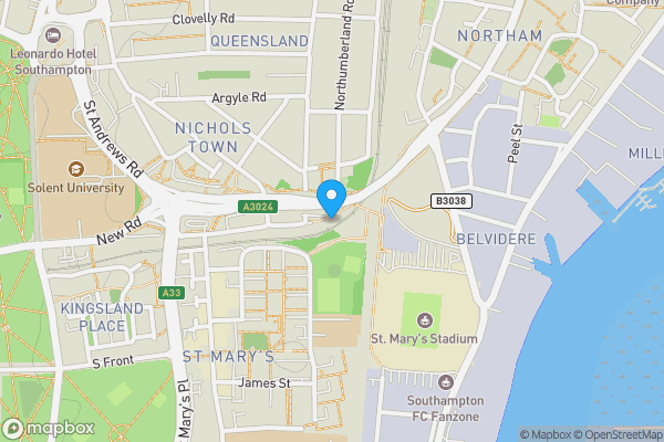 Map location for 86 and Flat 1a, 88 Northam Road, Southampton, Hampshire, SO14 0PB