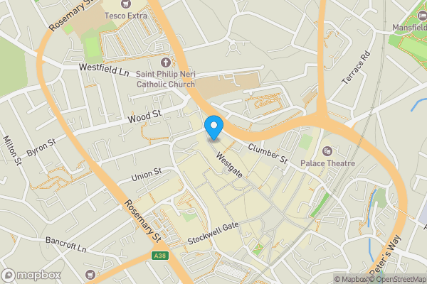 Map location for 72 West Gate, Mansfield, Nottinghamshire, NG18 1RR