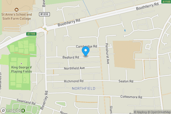 Map location for Bedford Road, HESSLE, North Humberside, HU13 9DQ