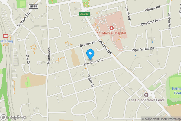 Map location for 44 Hawthorn Road, Kettering, Northamptonshire, NN15 7HS