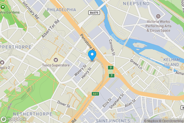 Map location for Apartment 26 City Towers, 1 Watery Street, Sheffield, South Yorkshire, S3 7ET