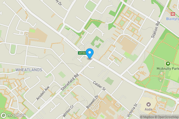 Map location for Flat 1/2, 287, Glasgow Road, Blantyre, Glasgow, G72 9HJ